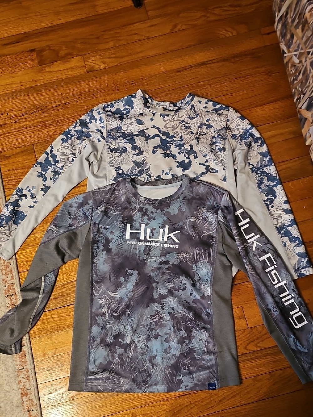 Huk Kids Long Sleeve Swim Rashguard - Blue Camouflage